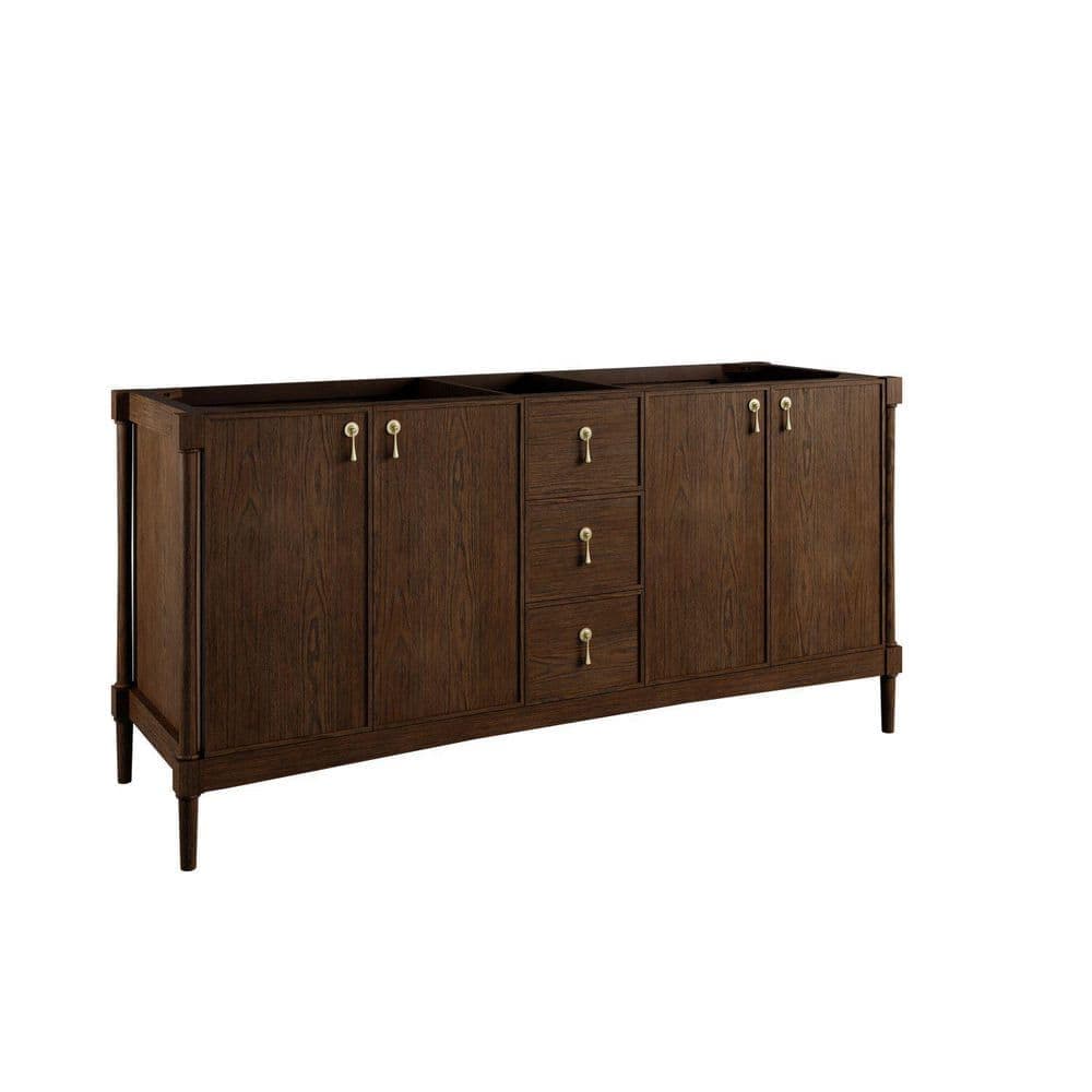 James Martin Vanities Kinnsden 71.3 in. W x 23.1 in. D x 34.8 in. H Double Bath Vanity Cabinet without Top in Sable Oak (1)
