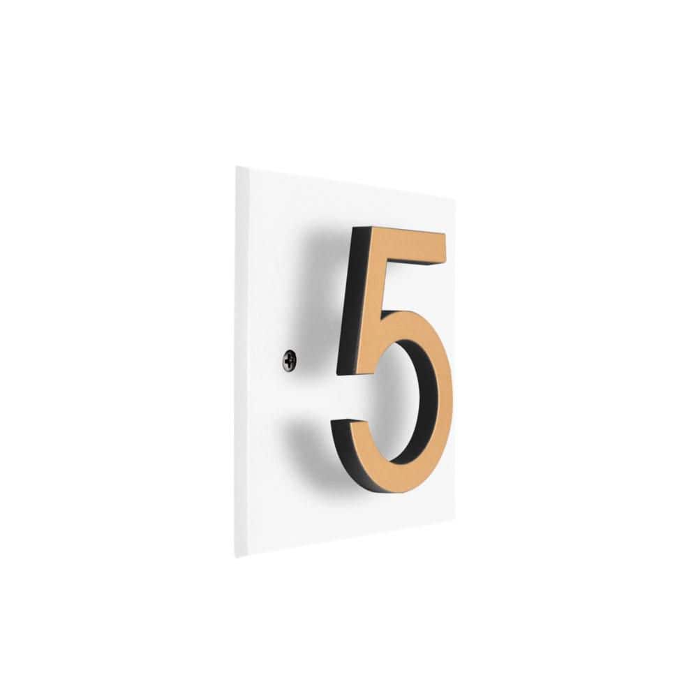 Whitehall Products Floating Stand-Off 1-Number Horizontal Sign White with Black / Gold Modern Font Number