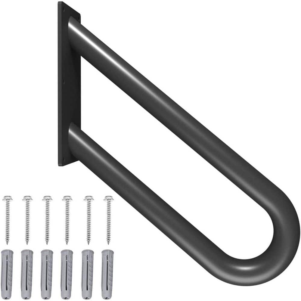 Afoxsos 16 in. Metal Hand Rail for Outdoor Steps U-Shape Safety Handle for Elderly Porch and Deck Stair Grab Bar Wall Mount (1)