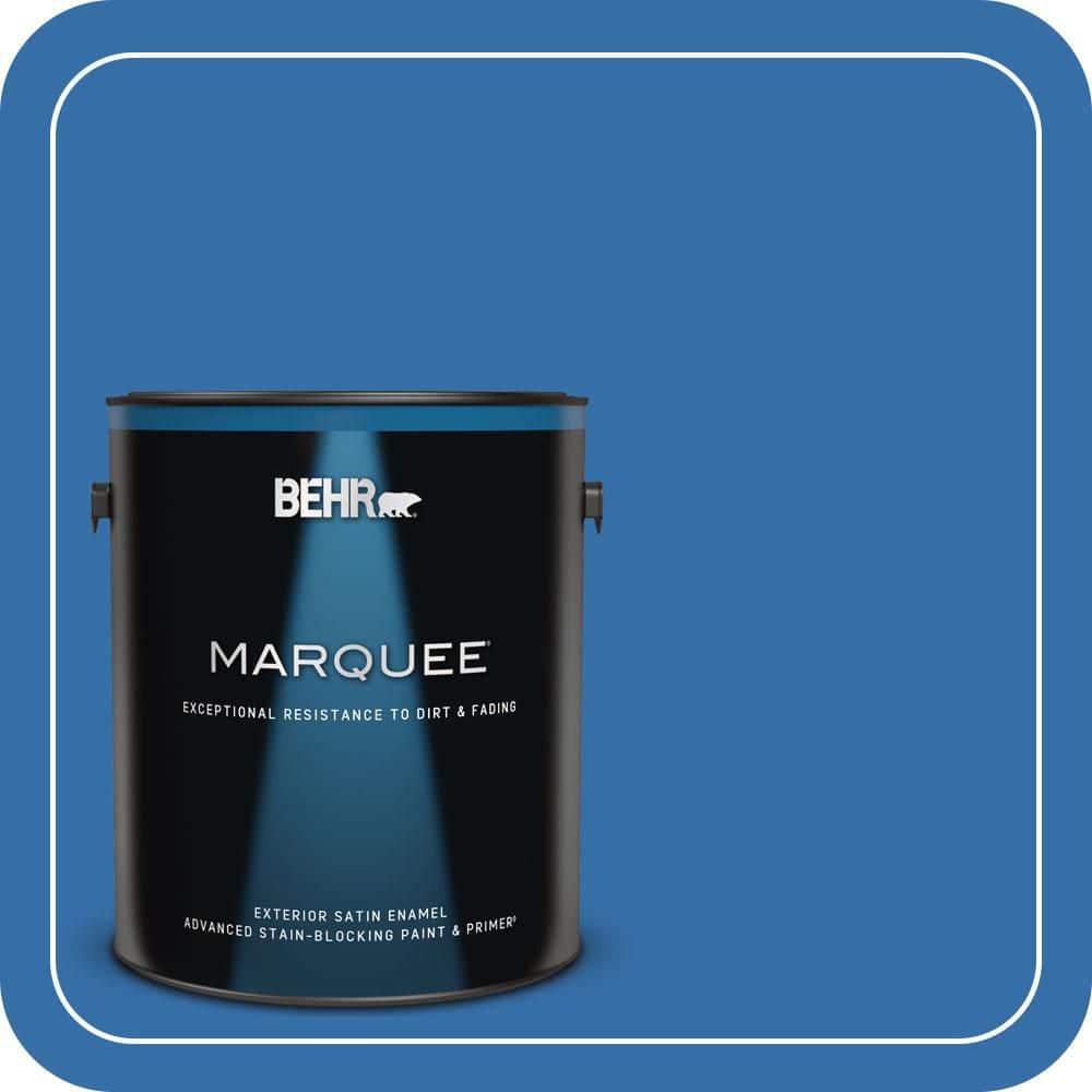 BEHR MARQUEE 1 gal. #P520-6 Mega Blue Satin Enamel Exterior Paint & Primer