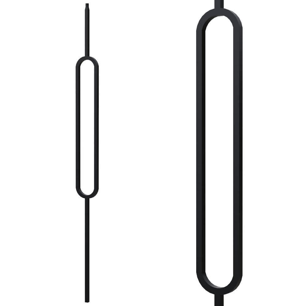 EVERMARK Stair Parts 44 in. x 1/2 in. x 3-3/4 in. Matte Black Oval Iron Baluster for Stair Remodel (1)