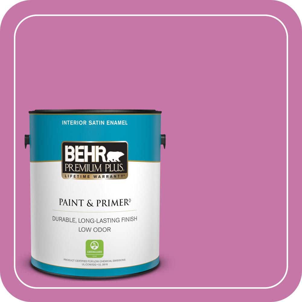 BEHR PREMIUM PLUS 1 gal. #680B-5 Strawberry Freeze Satin Enamel Low Odor Interior Paint & Primer