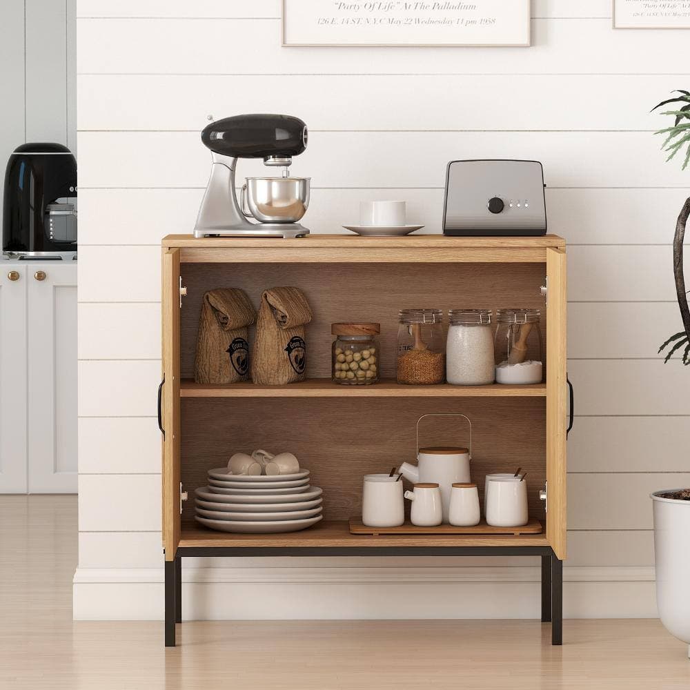 Volenca Boho Storage Cabinet with Asymmetrical Pattern Doors for Kitchen (2)