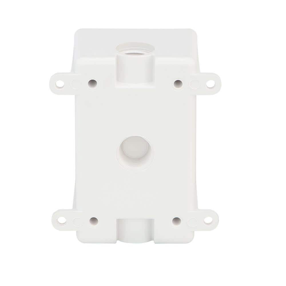 Commercial Electric 1-Gang Non-Metallic Weatherproof Outlet Box with (3) 1/2 in. Holes, White (4)