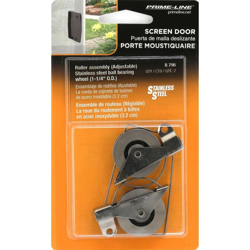 Prime-Line Arcadia 1-1/4 in. Stainless Steel Body Screen Door Steel Roller (2-pack) (3)