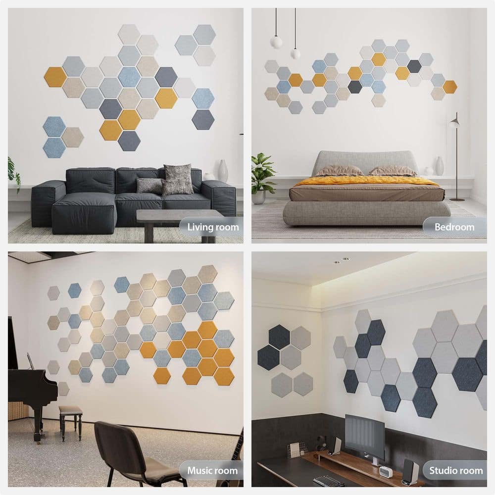 xinyoec Hexagon Black Acoustic Panels Sound Proof Foam, High Density Sound Absorbing Wall Panels for Home and Studio (12-Pack) (3)