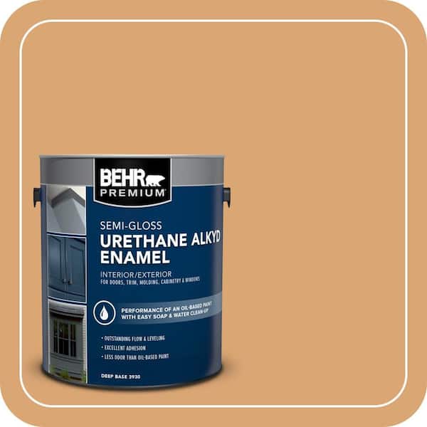 BEHR PREMIUM 1 gal. #BIC-14 Fresh Nectar Urethane Alkyd Semi-Gloss Enamel Interior/Exterior Paint (2)