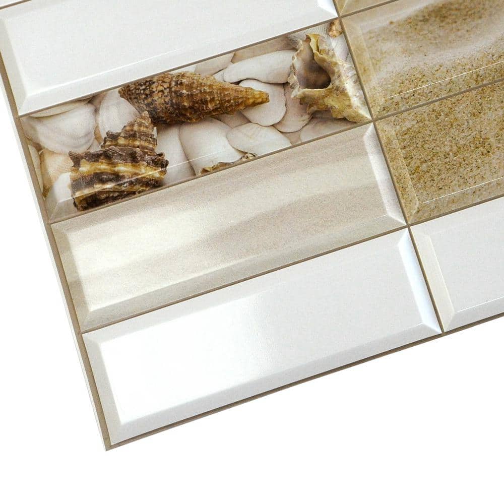 Dundee Deco 3D Falkirk Retro 10/1000 in. 38 in. 19 in. Faux Pearl Shells PVC Wall Panel (4)