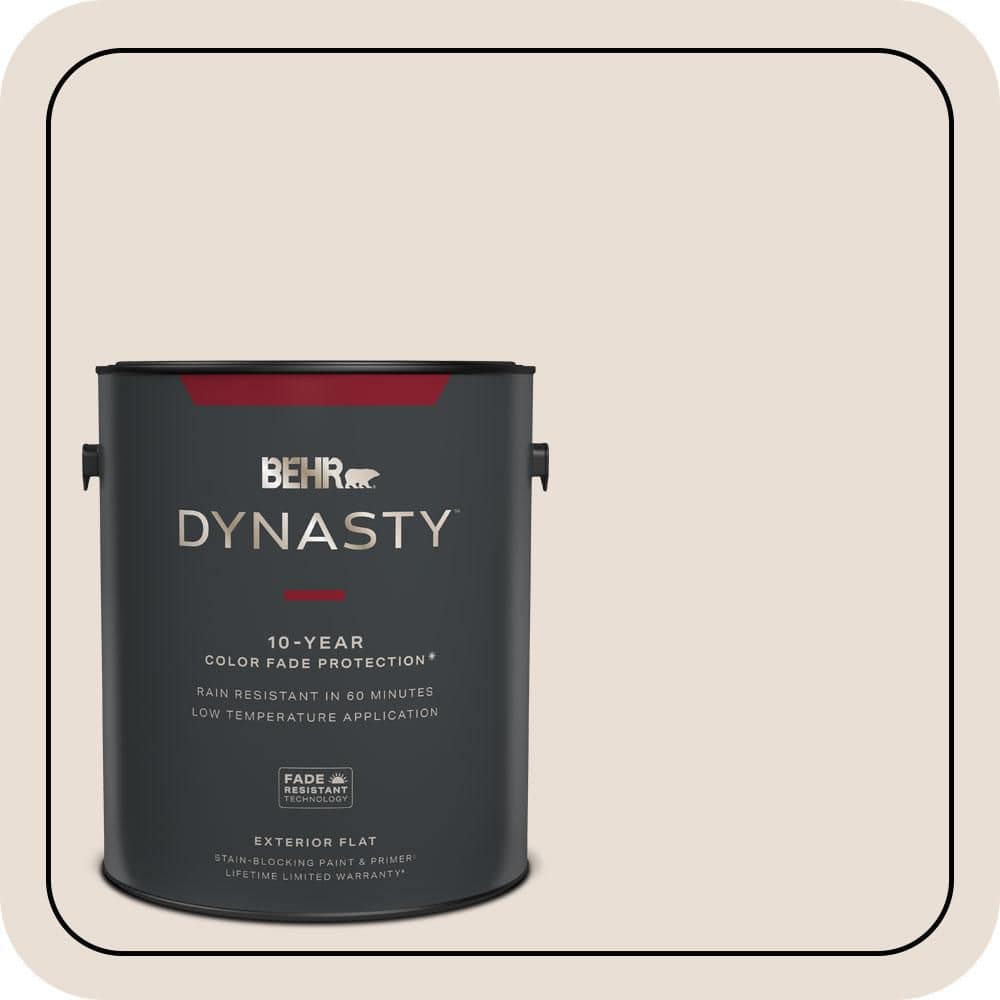 BEHR DYNASTY 1 gal. #N190-1 Smokey Cream Flat Exterior Stain-Blocking Paint & Primer