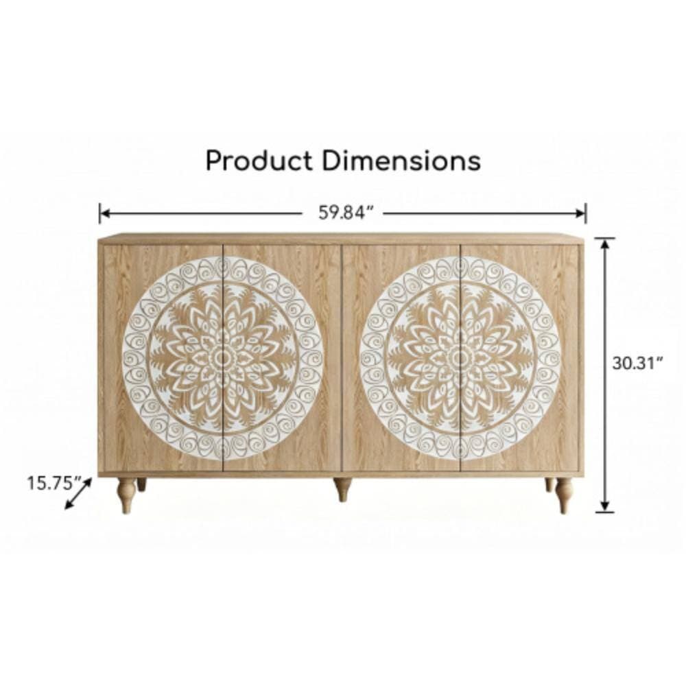 Unbranded 59.84 in. W x 15.75 in. D x 30.31 in. H Bathroom Light Brown Linen Cabinet (2)