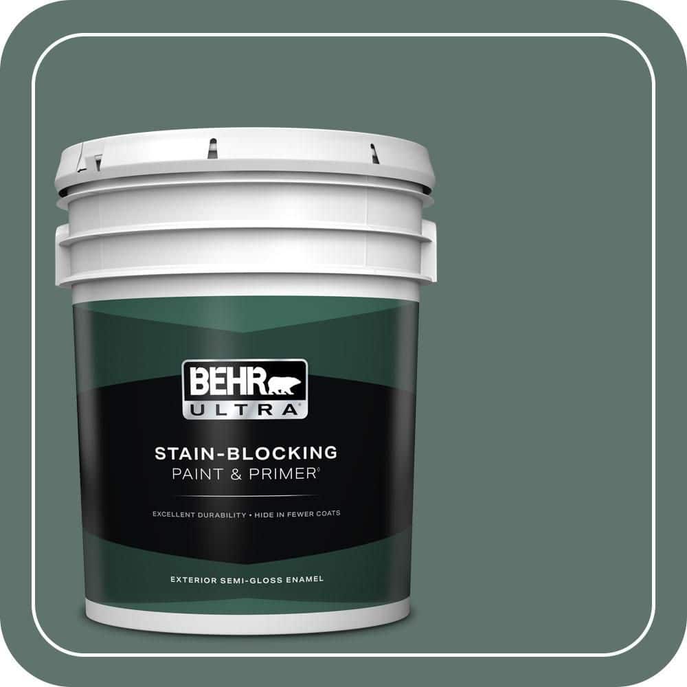 BEHR ULTRA 5 gal. #PPU12-17 Cameroon Green Semi-Gloss Enamel Exterior Paint & Primer
