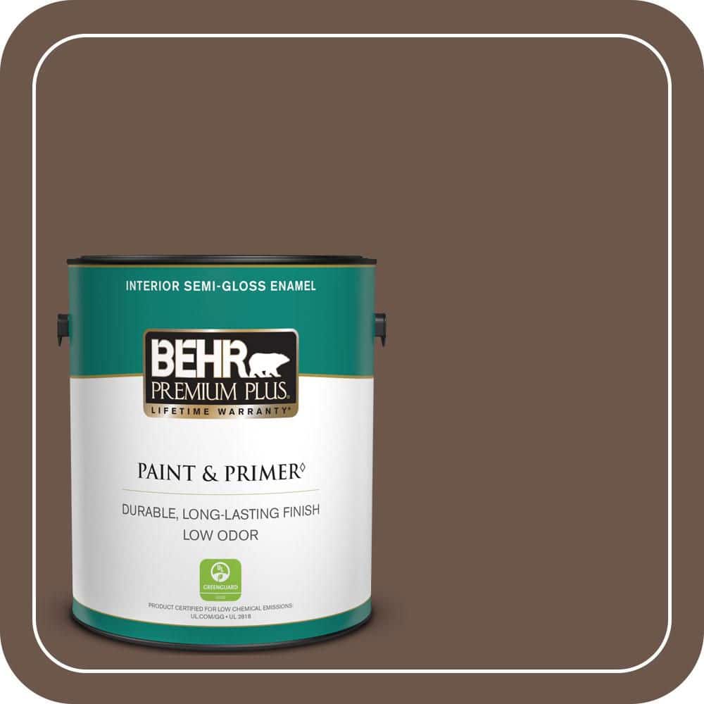 BEHR PREMIUM PLUS 1 gal. #N170-6 Natural Bark Semi-Gloss Enamel Low Odor Interior Paint & Primer