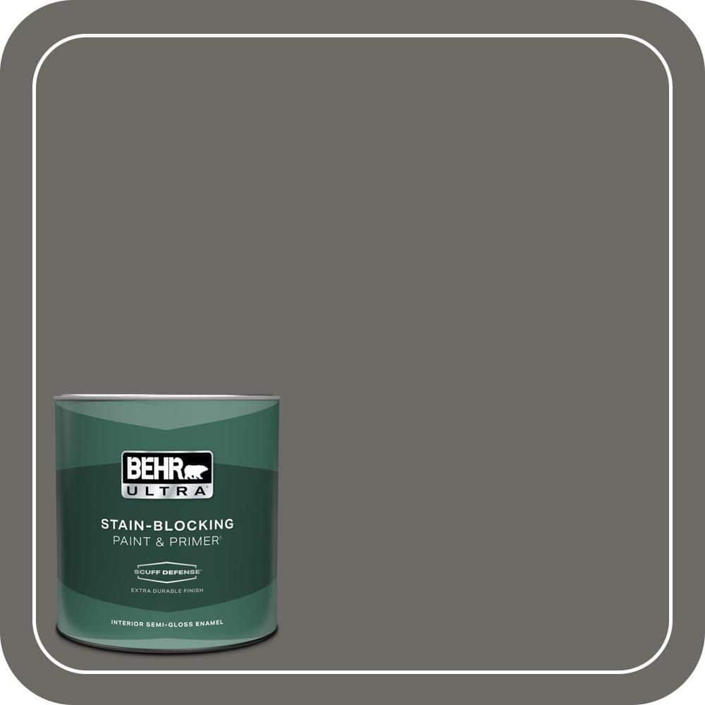 BEHR ULTRA 1 qt. #PPU18-18 Mined Coal Extra Durable Semi-Gloss Enamel Interior Paint & Primer