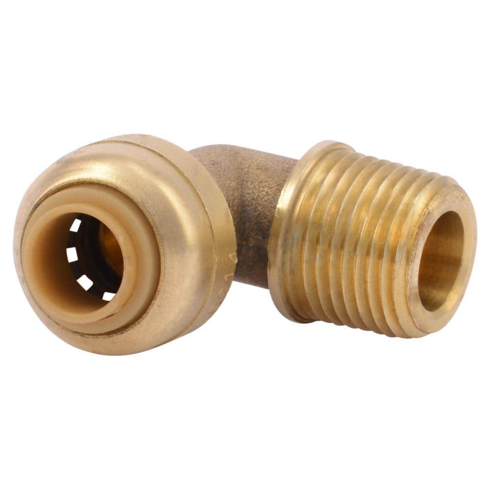 SharkBite 1/4 in. (3/8 in. O.D.) Push-to-Connect 3/4 in. Garden Hose Thread Brass 90-Degree Dishwasher Elbow Fitting (1)