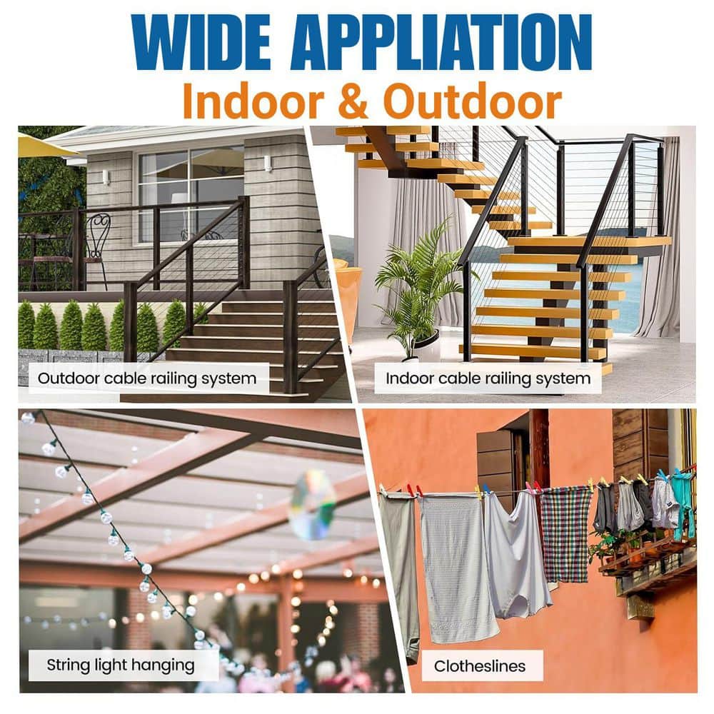 KIWDZFU WR19 7.1 in. H x 7.9 in. W Black T316 Stainless Steel Stair Railing Kit (2)