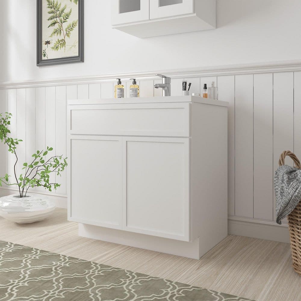 Vanity Art Colton 30 in. 2-Door Freestanding Shaker Bathroom Vanity Cabinet (No Top) in White — Unassembled (2)