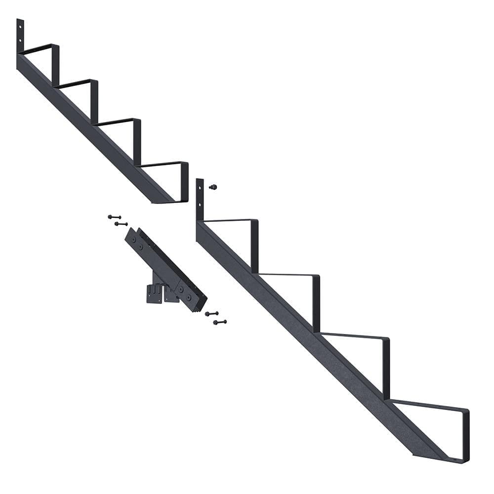 PEAK 8-Step Steel Stair Riser (Stringer) and Connector Kit in Matte Black (3)