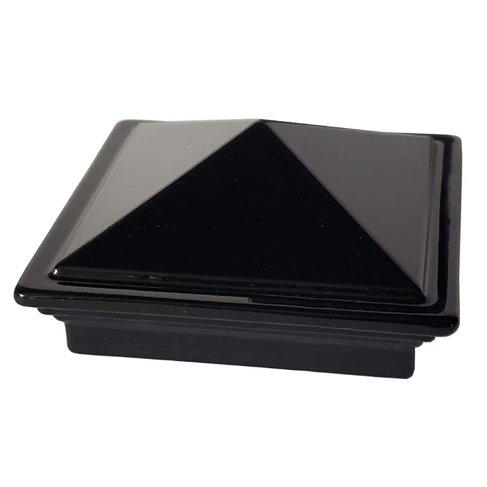 Decorex Hardware 2" x 2" Aluminum Pyramid Post Cap for Metal Posts - Pressure Fit - Black - 1 Pack - DHPPC20F