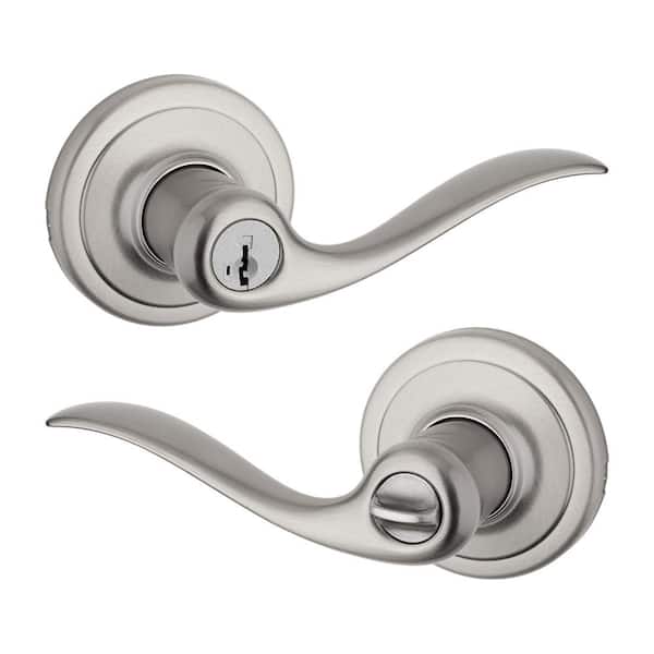 Kwikset Tustin Satin Nickel Entry Door Handle Featuring SmartKey Security (2)