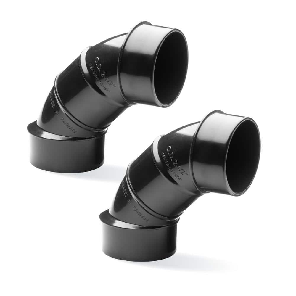 ‎POWERTEC 2-1/2 in. OD 90° Elbow-ABS Plastic Black Dust Collector Connector (2-Pack) (1)