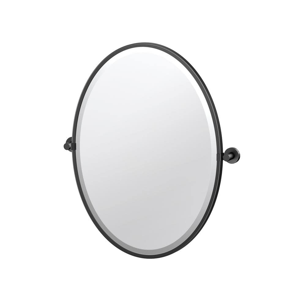 Gatco Glam 21 in. W x 28 in. H Framed Oval Beveled Edge Bathroom Vanity Mirror in Matte Black (1)