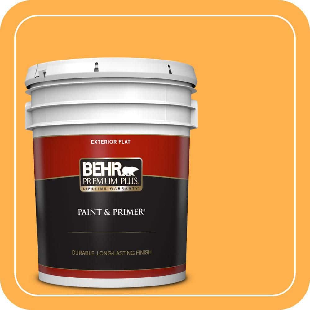 BEHR PREMIUM PLUS 5 gal. #P250-6 Splendor Gold Flat Exterior Paint & Primer