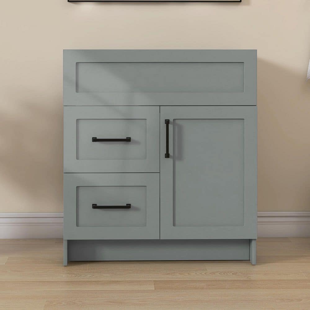 Getpro 30 in. MDF Bath Vanity Cabinet without Top in Sky Grey Unassembled with 2-Left Drawers and 1-Right Door, Soft Closing (1)