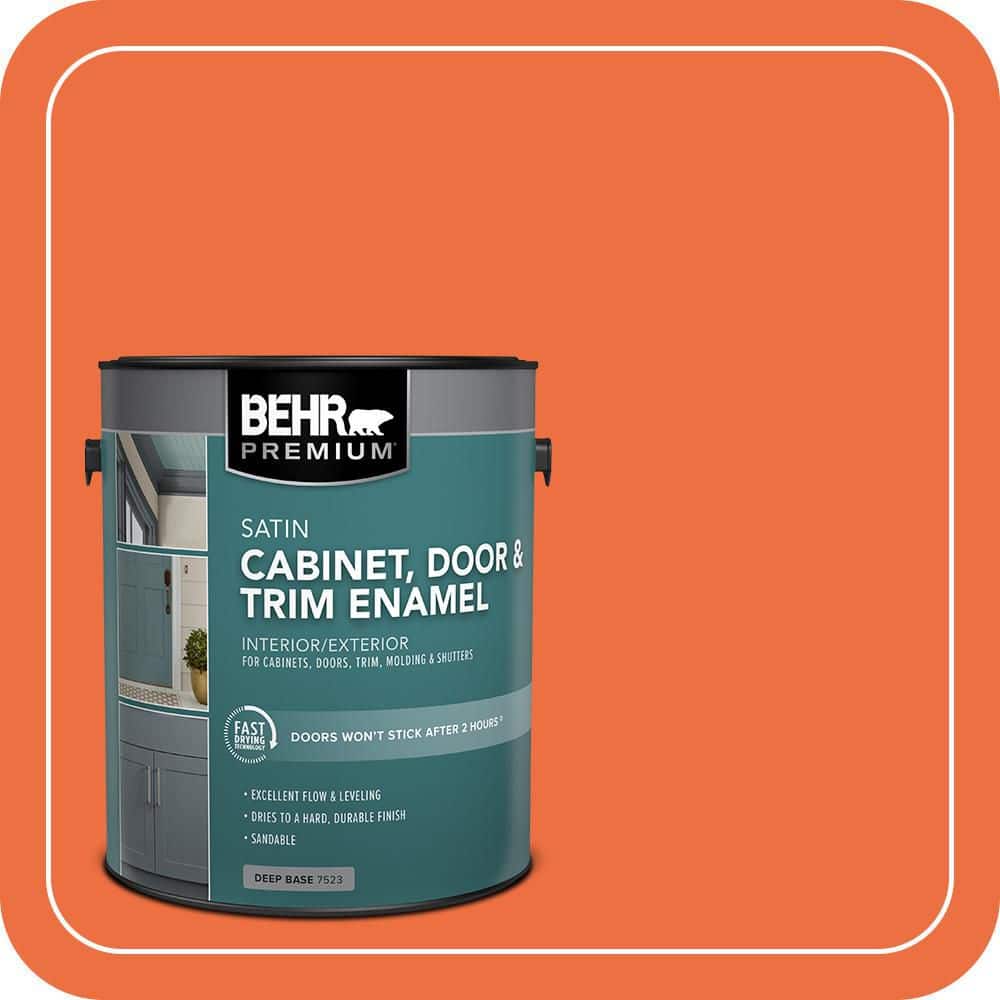 BEHR PREMIUM 1 gal. #210B-6 Aurora Orange Satin Enamel Interior/Exterior Cabinet, Door & Trim Paint