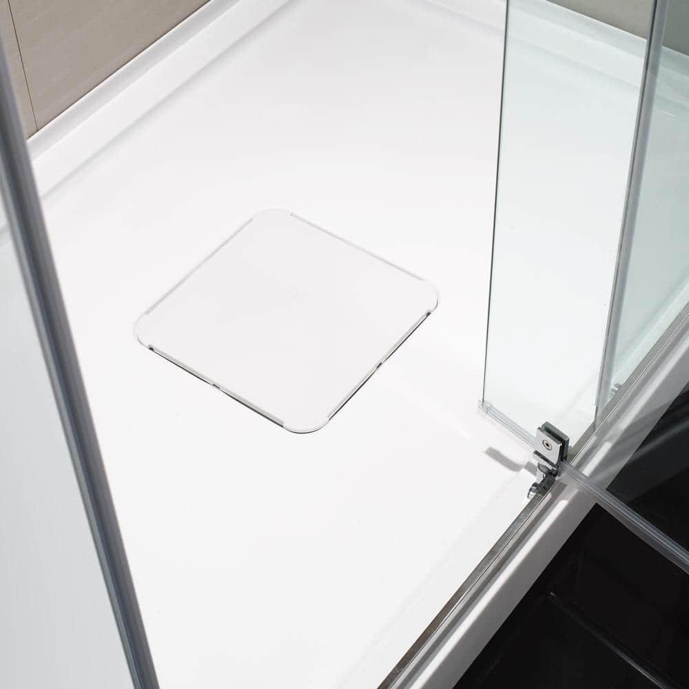 Schon 32 in. W x 48 in. L Alcove Shower Pan Base with Center Hidden Drain in White (3)