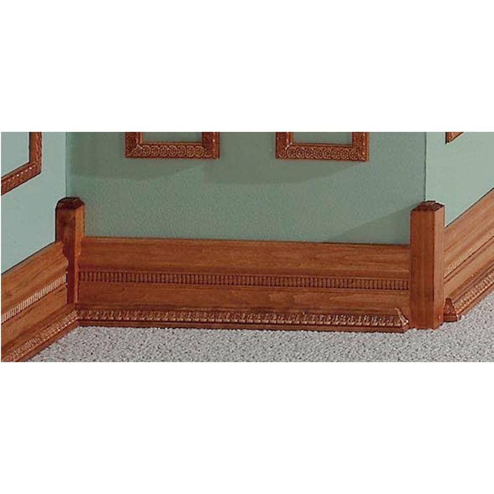 HOUSE OF FARA 1 in. D x 1 in. W x 6 in. L Stained Golden Oak Wood Inside Base Corner Block (2)