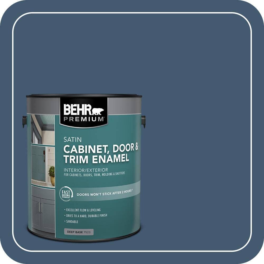 BEHR PREMIUM 1 gal. #S500-7 Infinite Deep Sea Satin Enamel Interior/Exterior Cabinet, Door & Trim Paint (1)