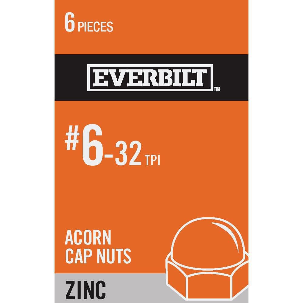 Everbilt #6-32 Zinc Plated Cap Nut (6-Pack)