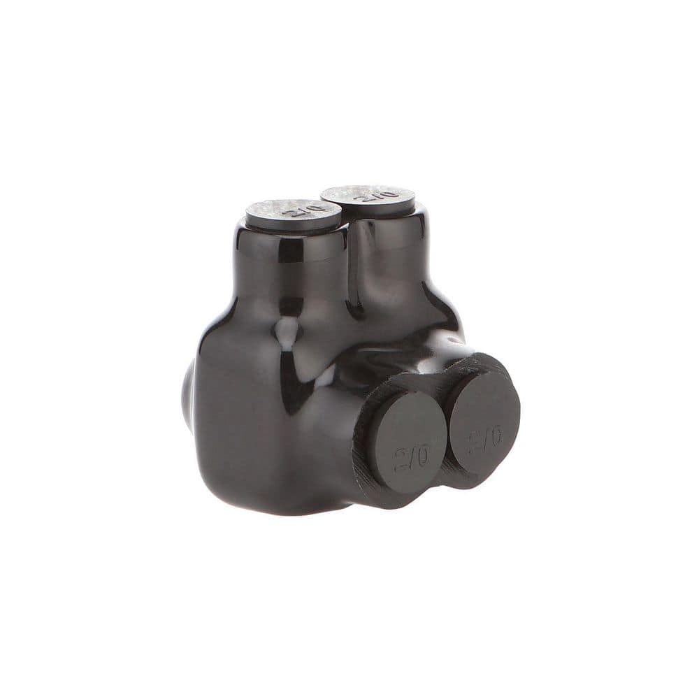 Commercial Electric 14 AWG to 2/0 AWG Dual-Rated 2-Port 1-Sided Entry Insulated Multiple Tap Connector, Black (1)