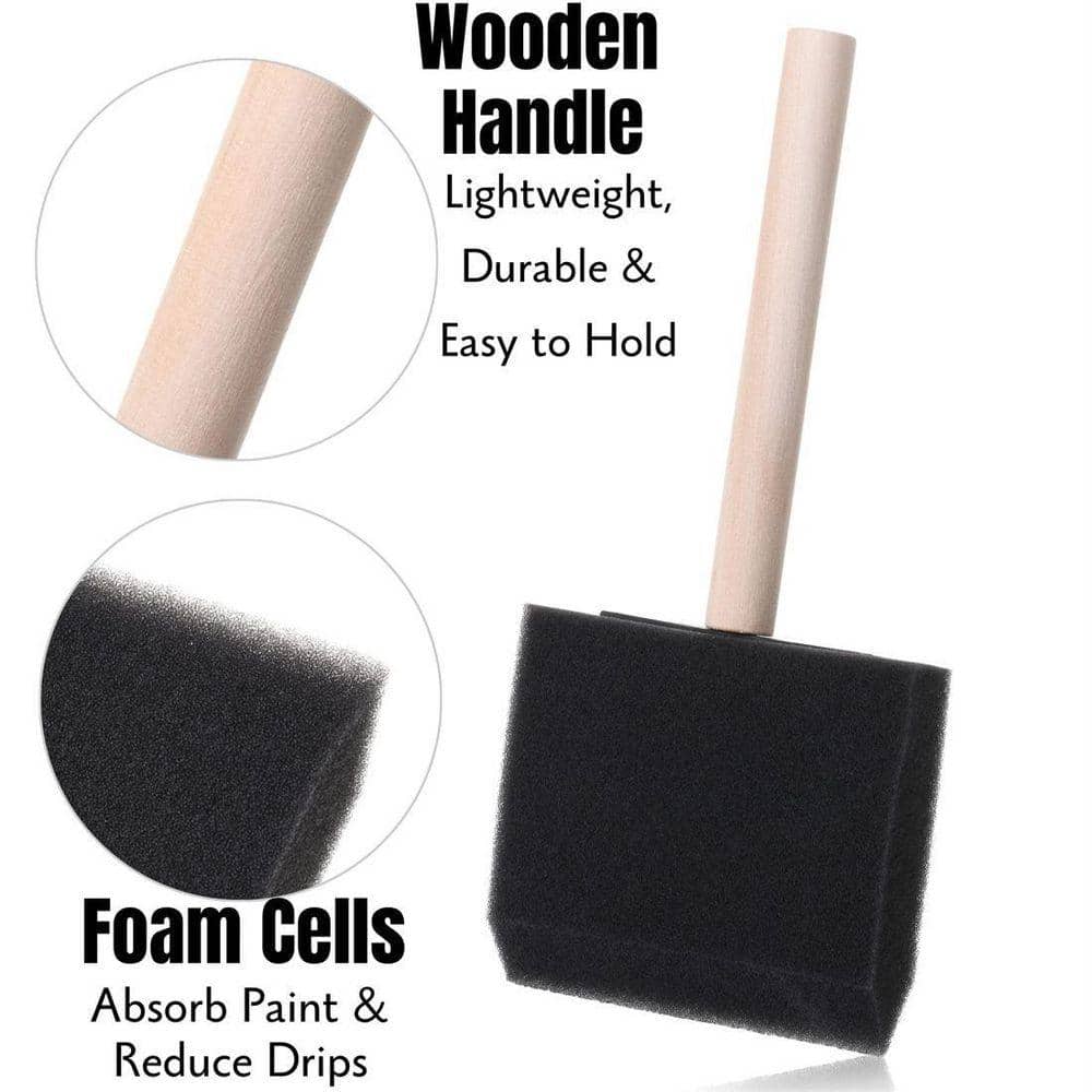 Dracelo 3 in. Flat Paint Brush Set Foam Paint Brushes (12-Pack) (2)