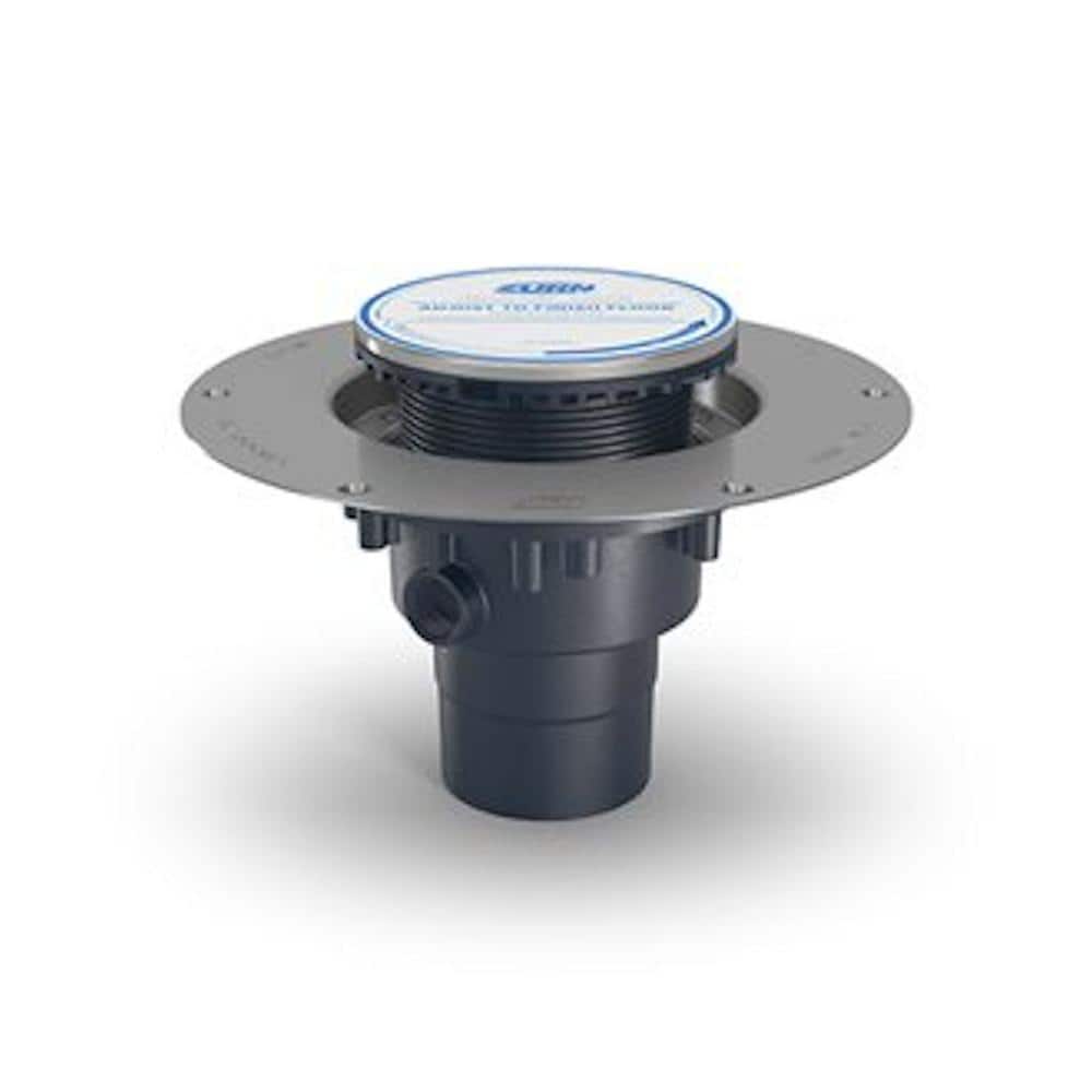 Zurn 5 in. Stainless Steel Top Assembly, Adjustable with Deck Plate, and 3 in. x 4 in. Outlet Floor Drain