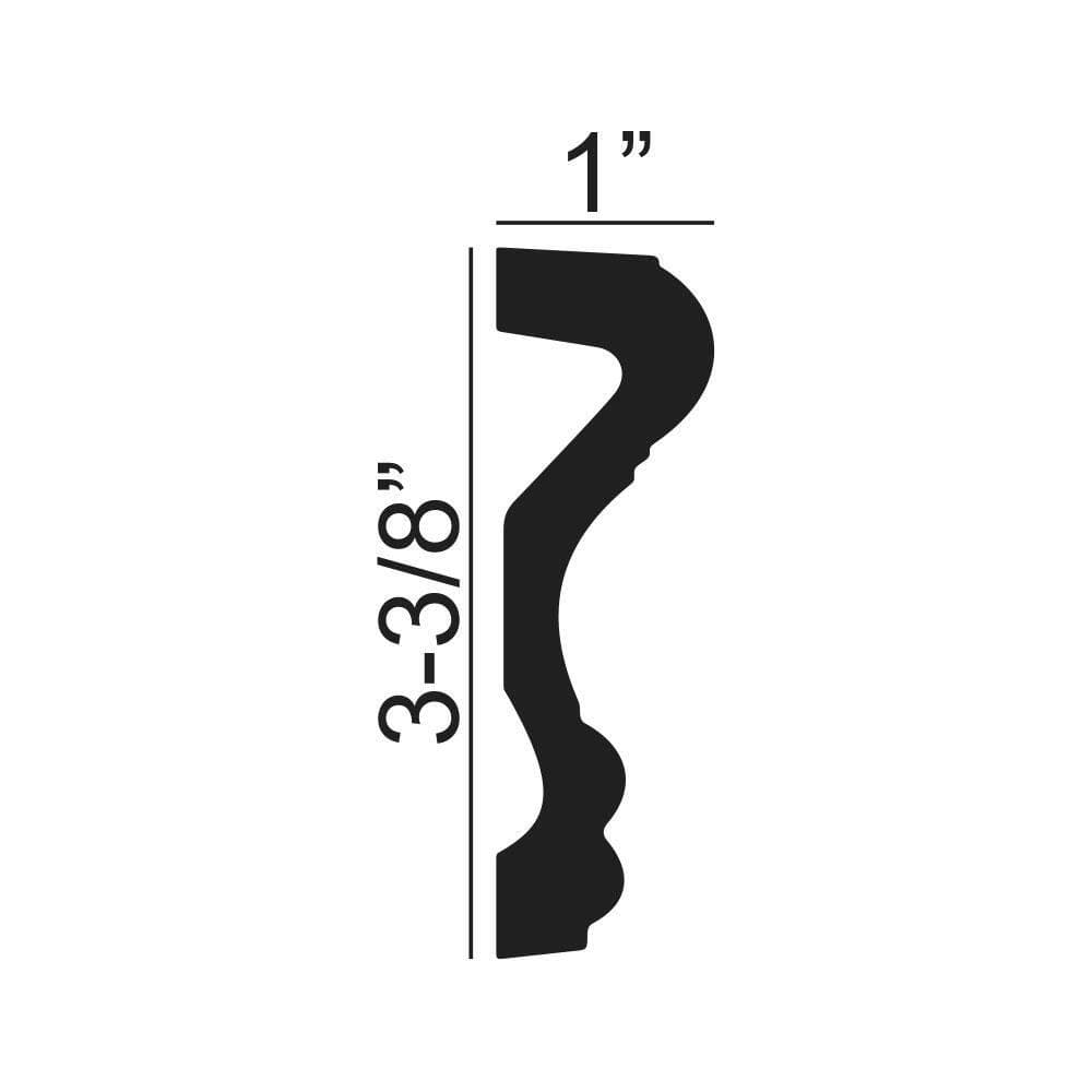 American Pro Decor 1 in. x 3-3/8 in. x 94-1/2 in. Plain Polyurethane Panel Moulding Pro Pack 47 LF (6-Pack) (3)