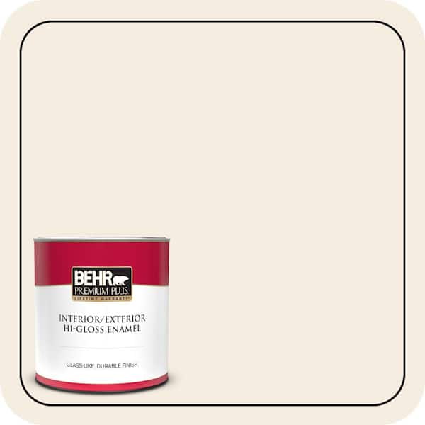 BEHR PREMIUM PLUS 1 qt. #OR-W10 White Flour Hi-Gloss Enamel Interior/Exterior Paint & Primer (2)