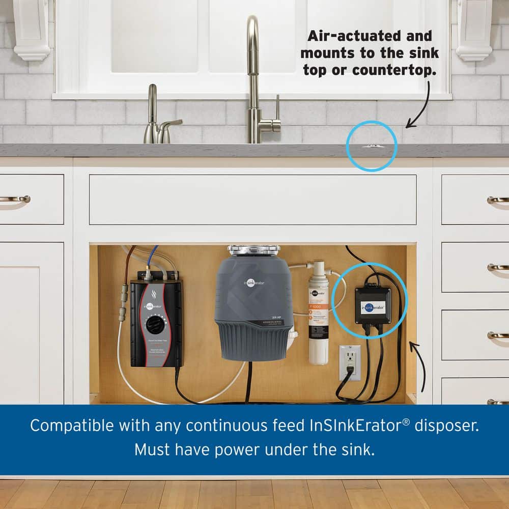 Garbage Disposal Air Switch Kit, Dual Outlet Sink Top Switch Button for All INSINKERATOR Models, Satin Nickel STS-OOSN (4)
