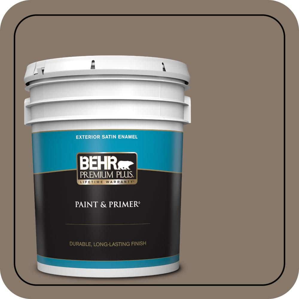 BEHR PREMIUM PLUS 5 gal. #MQ2-38 Grizzly Satin Enamel Exterior Paint & Primer