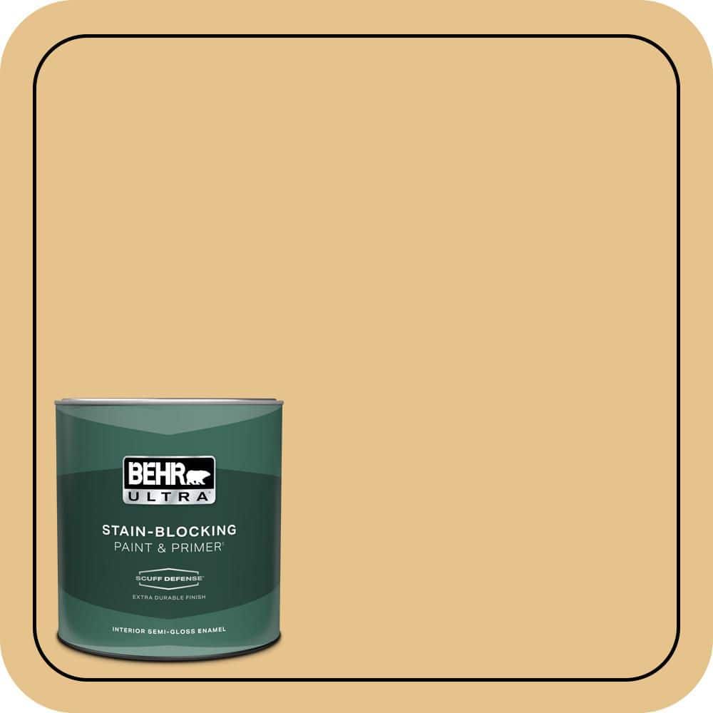 BEHR ULTRA 1 qt. #T17-02 Gold Hearted Extra Durable Semi-Gloss Enamel Interior Paint & Primer