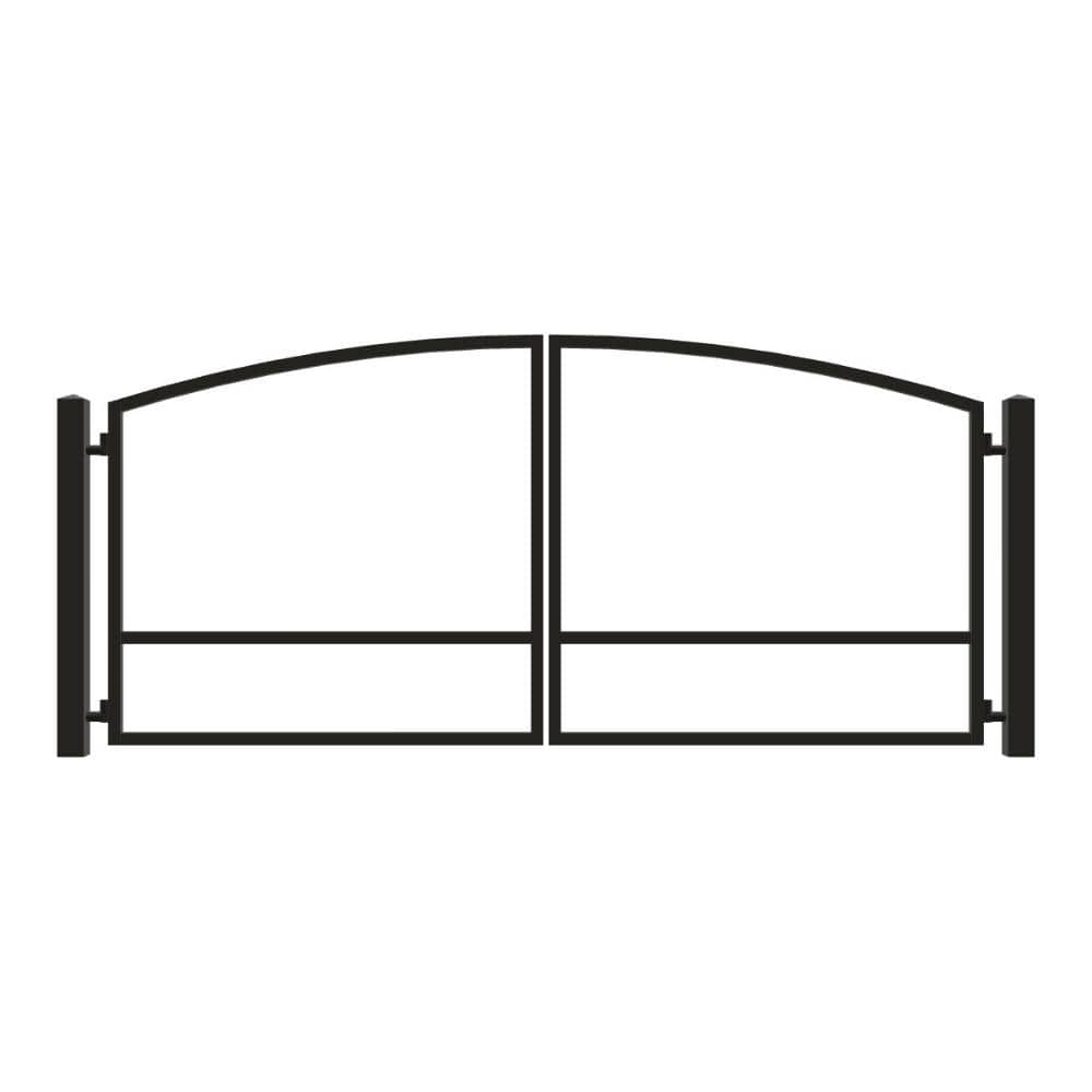 Unbranded Driveway Gate — Swing, Center, Arch, Black — 164"W x 72"H (1)