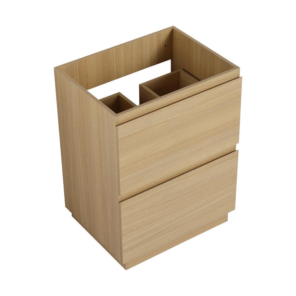 Unbranded Hot Sale 23.22 in. W x 17.91 in. D x 30.62 in. H Wall Bath Vanity Cabinet without Top in Brown with Oak Double Drawer