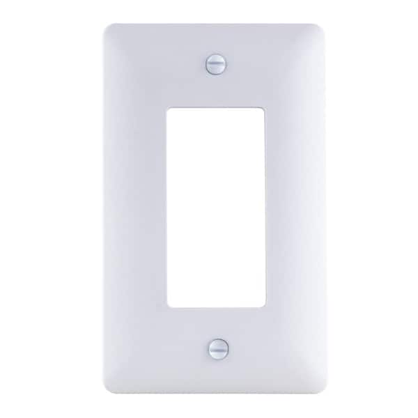 Commercial Electric White 1-Gang Decorator/Rocker Plastic Wall Plate (Paintable) (2)