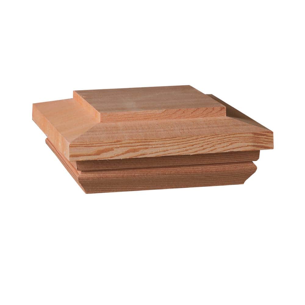 Unbranded Hatteras 4 in. x 4 in. Redwood-Stained Wood Flat-Top Post Cap (1)