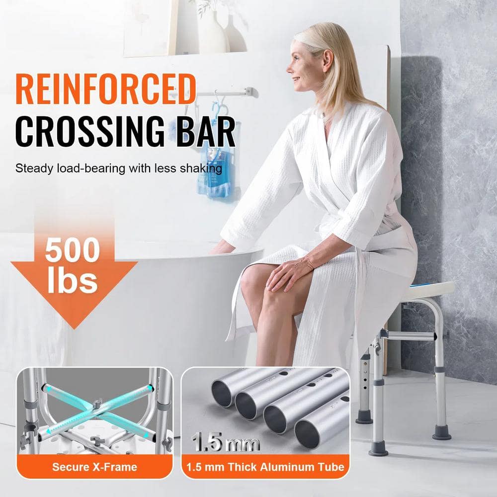 SKYSHALO Shower Chair for Inside Shower, Adjustable Height with Crossbar Support, 500 lbs. Non-Electric Waterless Toilet (2)