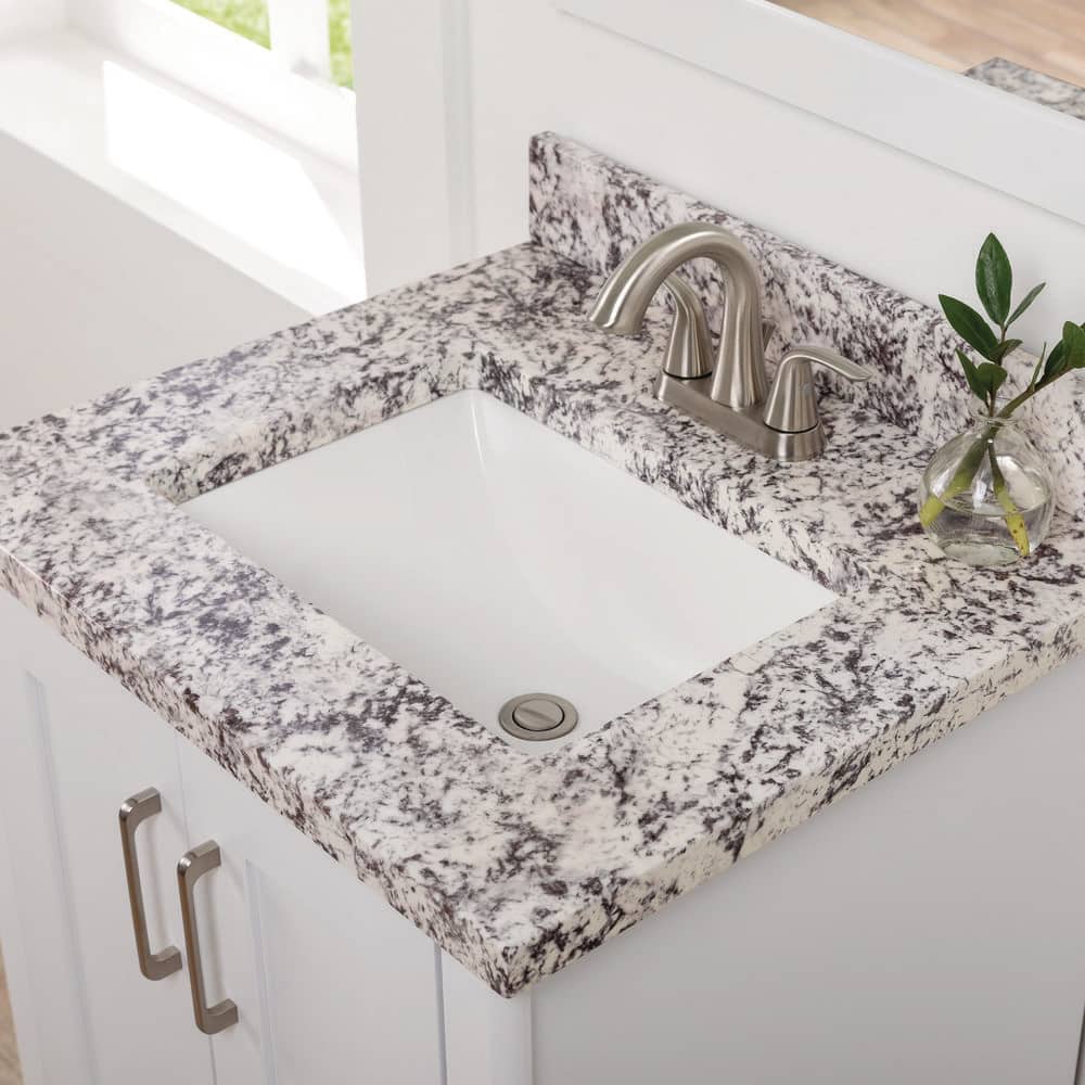 Home Decorators Collection 25 in. W 22 in. D Cultured Marble White Rectangular Single Sink Vanity Top (1)