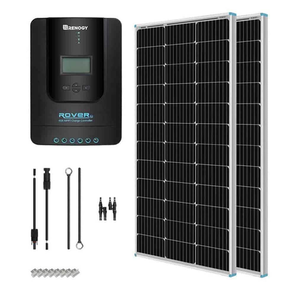 Renogy 200-Watt Solar Starter Kit, 2 Pcs 100W 12V Rigid Monocrystalline Solar Panel & 40A MPPT Rover Charge Controller Off-grid