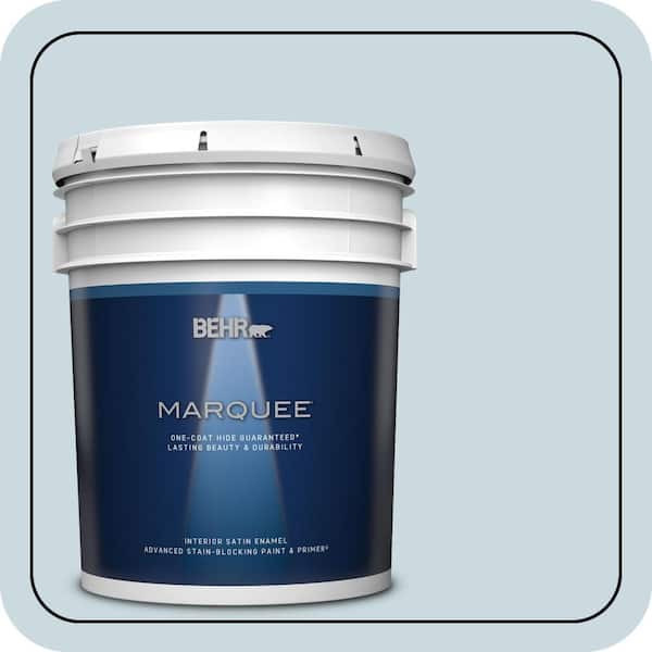 BEHR MARQUEE 5 gal. #MQ3-53 Sky Light View One-Coat Hide Satin Enamel Interior Paint & Primer (2)