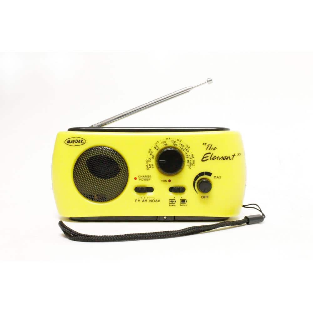Mayday "The Element" Dynamo Powered Solar Radio and Flashlight with NOAA, Yellow