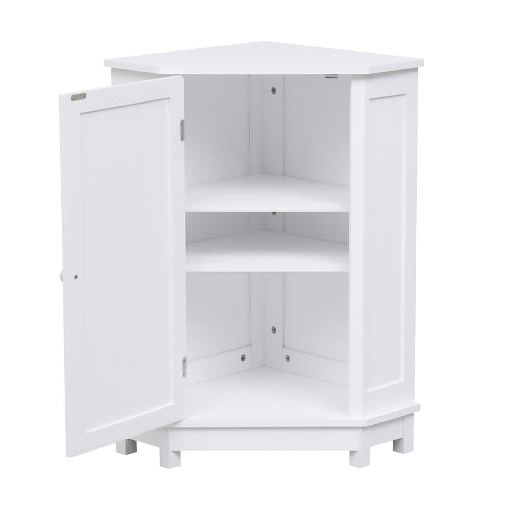 cadeninc 17.5 in. W x 17.5 in. D x 31.4 in. H White Bathroom Storage Cabinet with Adjustable Shelf (3)